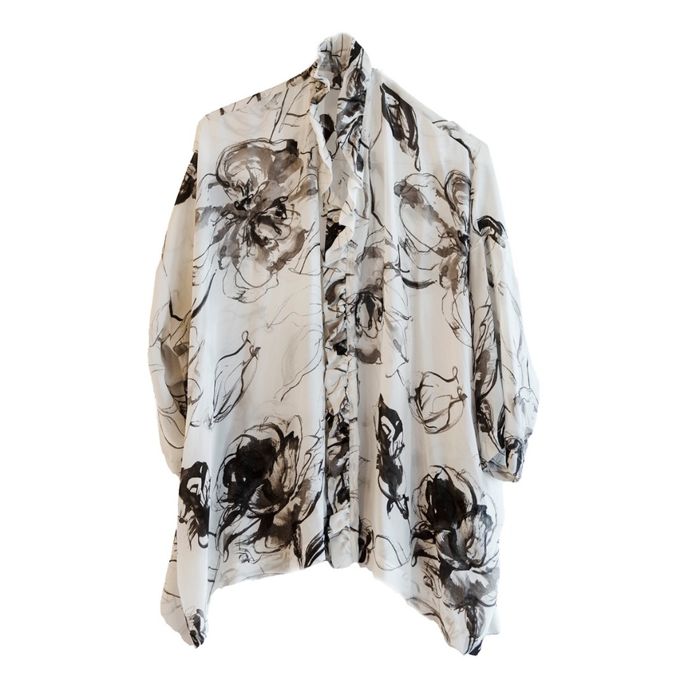 Eskandar ruffled silk blouse – jacket